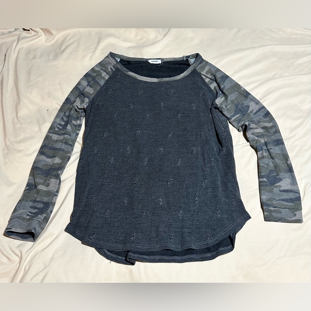 Gray Long Sleeve Camo Shirt